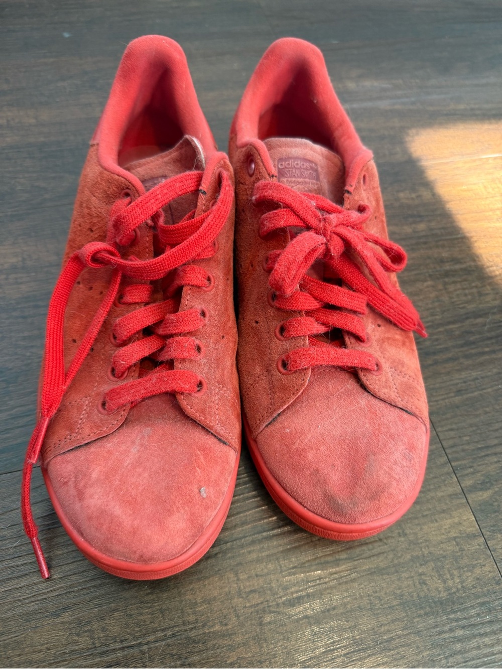 adidas Red Suede Low-Top Sneakers